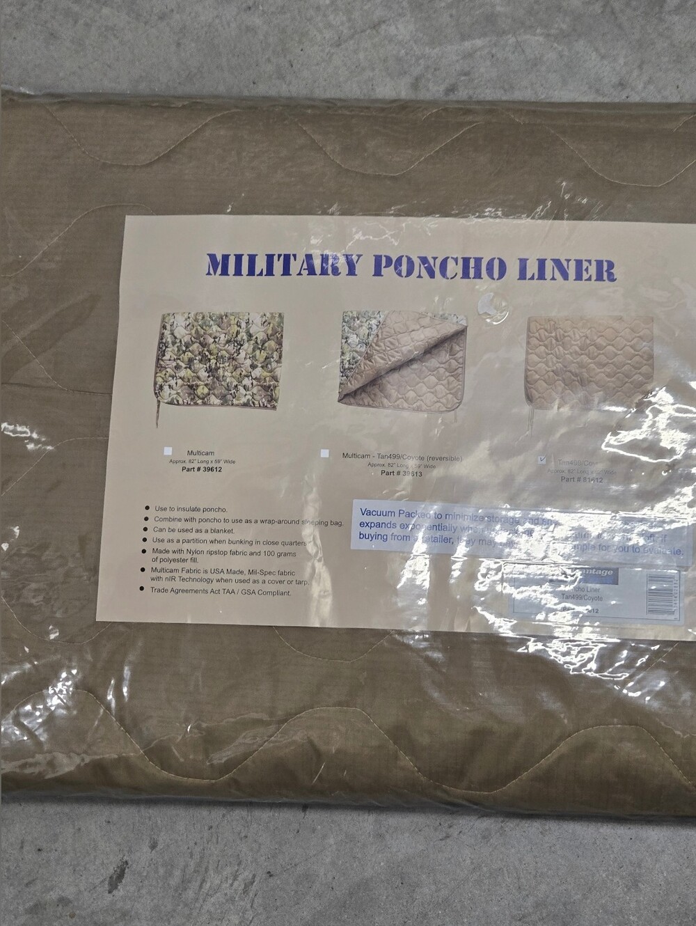 Tan Military Poncho Liner NEW
